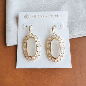Kendra Scott Elle Gold Ivory Mother-of-Pearl Crystal Frame Earrings Trendy